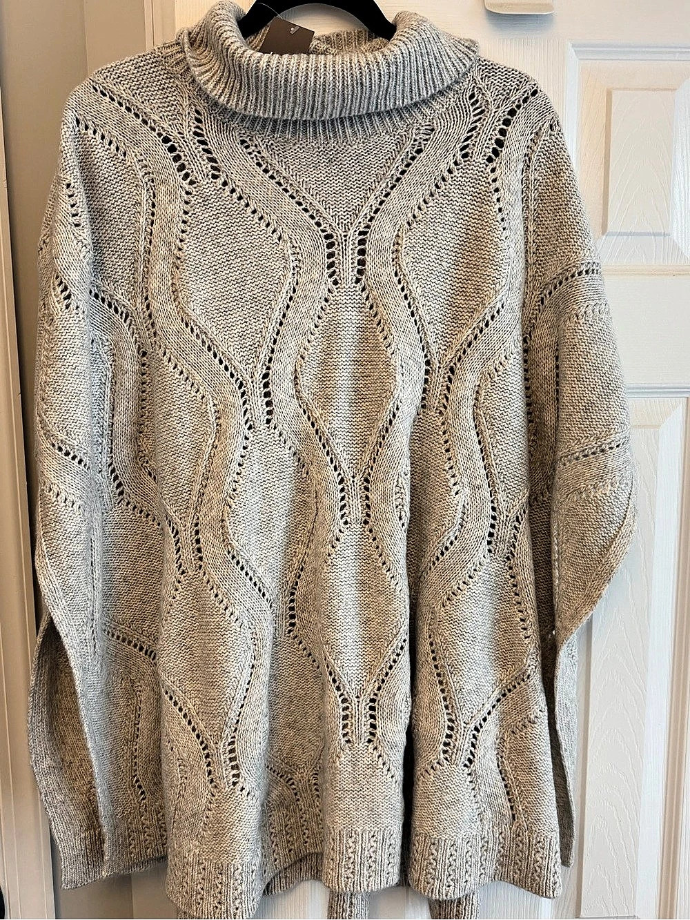 J.Jill Zincbarley Openwork Turtleneck Sweater Gray XL-3X NWT